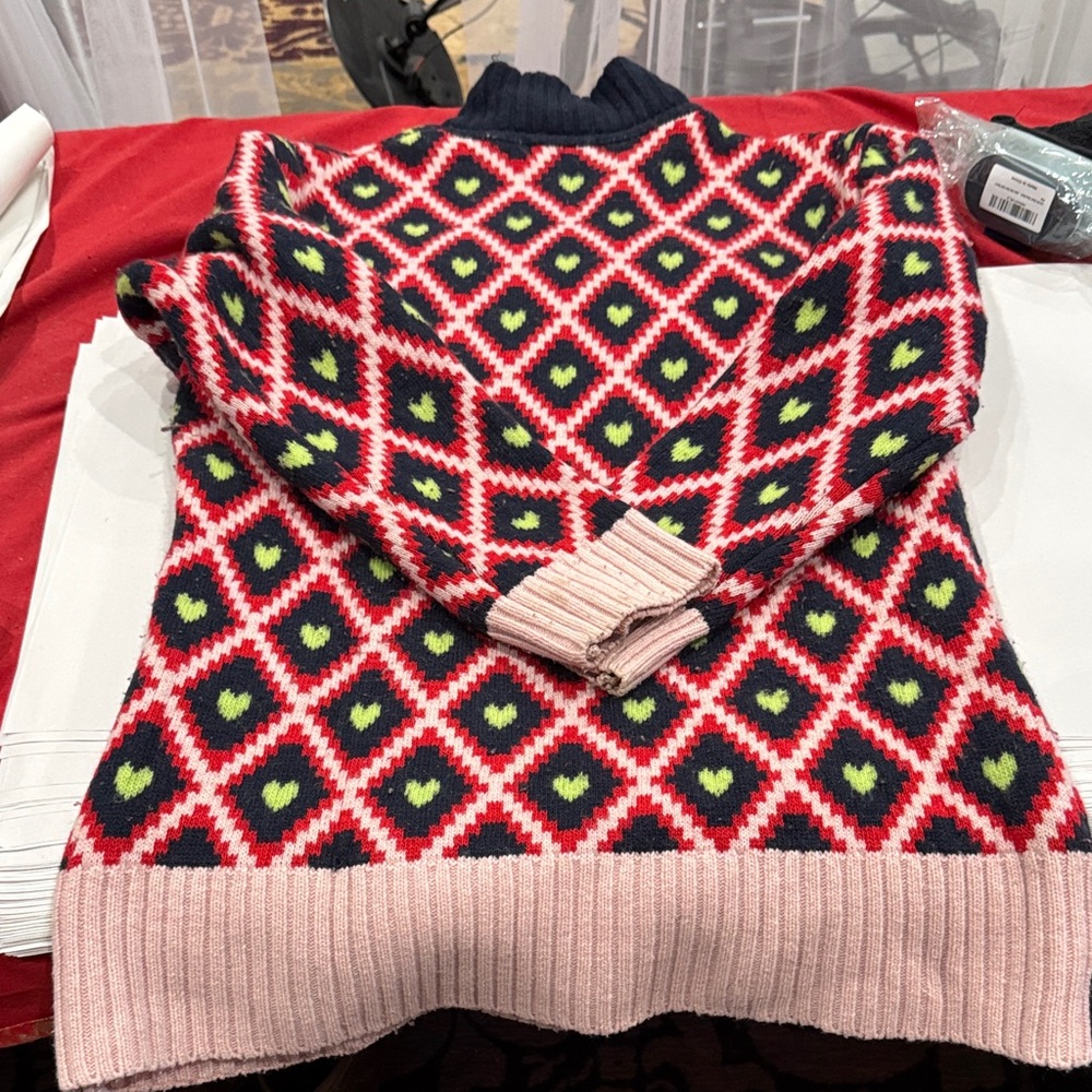 Vibrant Diamond Patterned Turtleneck Sweater - image 5